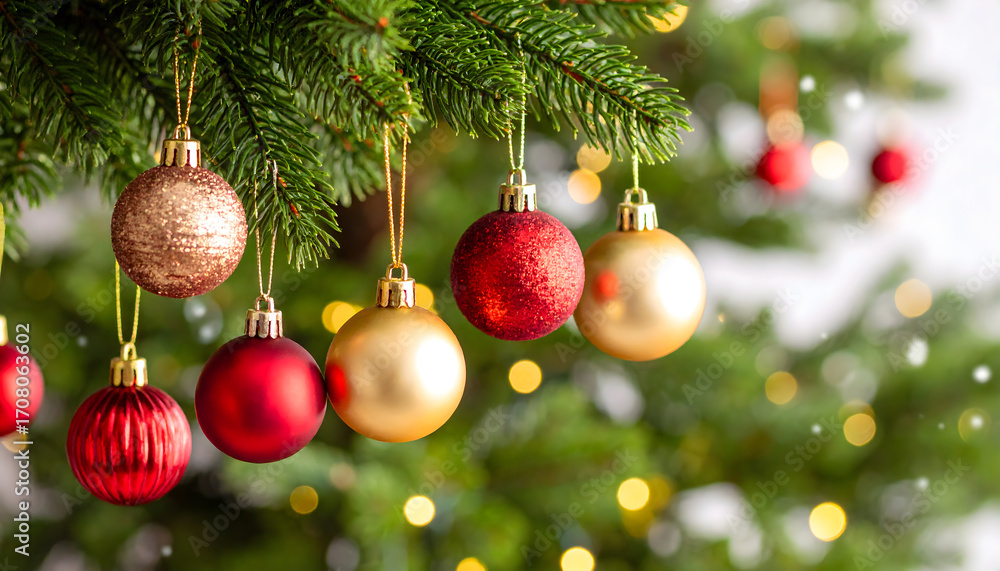 Fototapeta premium Christmas Tree Decorations with Baubles