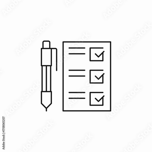 checklist pen document icon sign vector