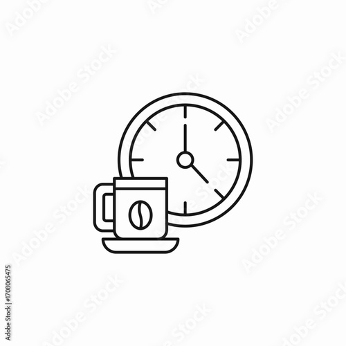 coffee time clock icon sign vector