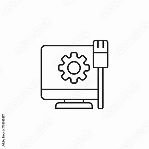computer settings cable icon sign vector