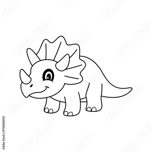 Coloring book Triceratops  cute vector design templates simple and modern concept, isolated on white background