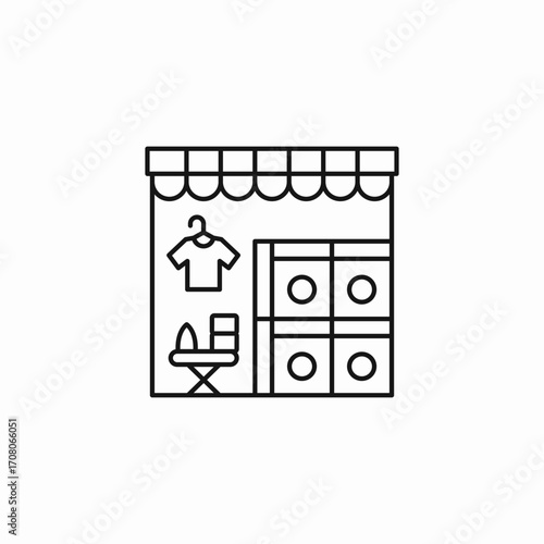 laundromat storefront building icon sign vector