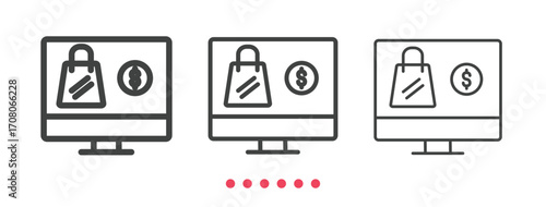 Online shopping icon. Thin line icon vector