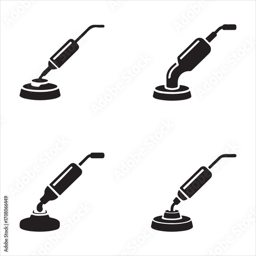 Collection of angle polisher solid icon set