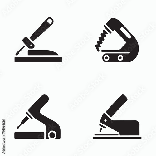 Full set biscuit joiner solid tool icons