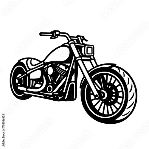 Custom chopper motorcycle line art vector