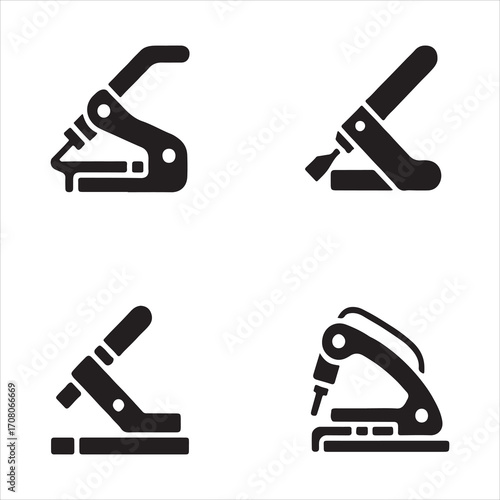 Collection of biscuit joiner tool solid icons