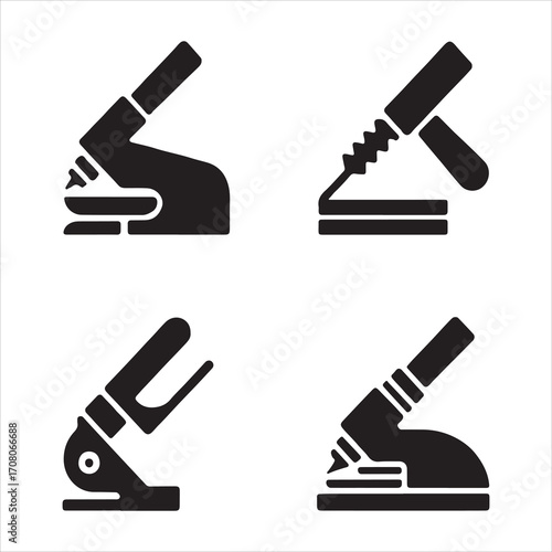 Biscuit joiner solid icon set collection