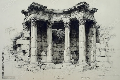 Wallpaper Mural Corinthian columns temple ancient sketch cultural masterpiece high resolution picture Torontodigital.ca