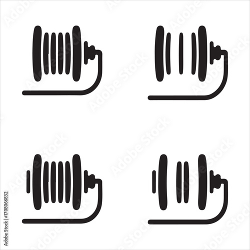 Professional chalk line reel solid icon set