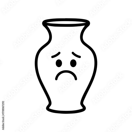 character emotion vase sadness vector on white background Vector icon character with emotion