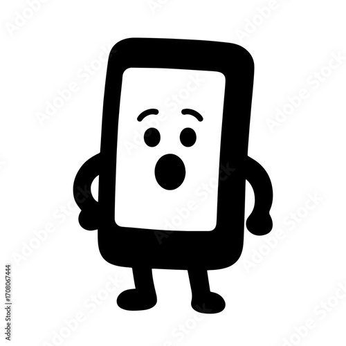 character emotion phone with arms and legs surprise vector on white background Vector icon character with emotion