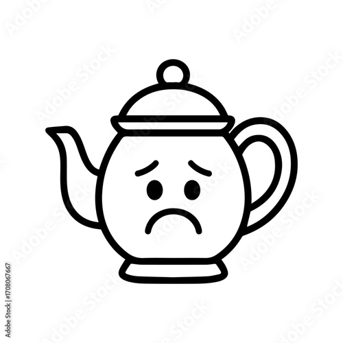 character emotion teapot sadness vector on white background Vector icon character with emotion