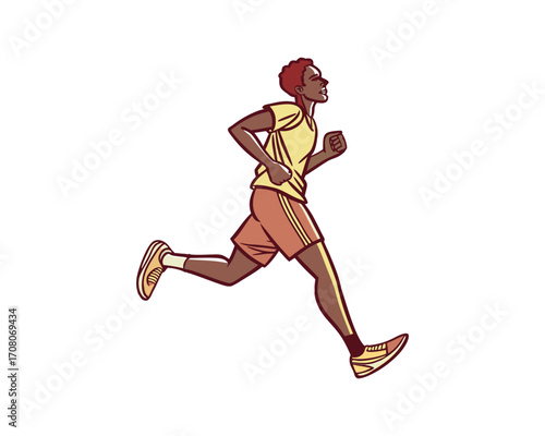 Fast athletic runner sprinting with determination and strength