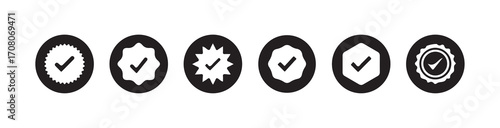 Verified icon symbol, approved profile sign,  tick in circles and rounded corner, vector illustration eps 10.