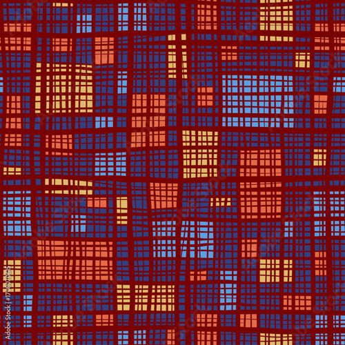 Line Doodle Seamless Pattern 5 - Abstract Grid Design 2