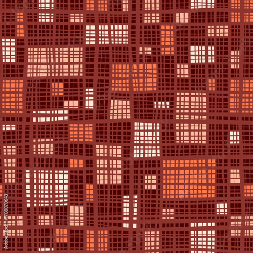 Line Doodle Seamless Pattern 5 - Abstract Grid Design 1