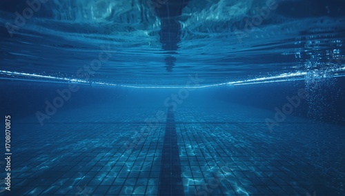 Glowing Swimming Lane Underwater Scene
