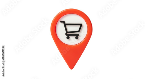Free Download Isolated shopping cart location pin for maps and navigation. Point symbol for retail - GFXLoad