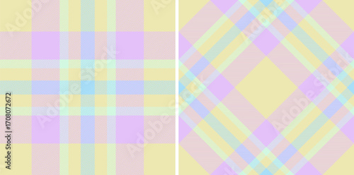 Pastel plaid pattern offers versatile use, from textile design to web backgrounds. Gentle, calming hues evoke springtime and creativity. Ideal for crafts.