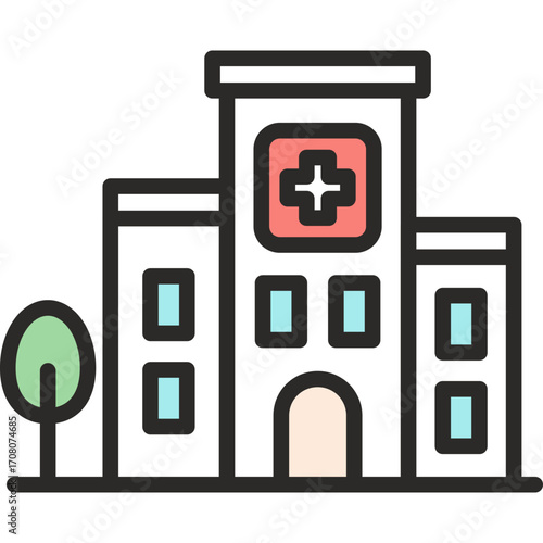 Hospital flat icon. Hospital icon suitable for web and mobile application
