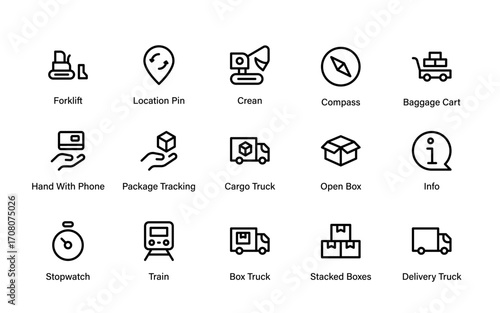 Professional Moving and logistics Line Icon Set – Modern Minimal Vector Outline Collection with Creative and Unique Delivery and Logistics Symbols