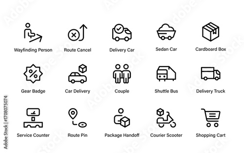 Modern Transport and shipment Line Icon Pack – Professional Creative Vector Outline Collection Featuring Unique Minimal Logistics and Delivery Designs