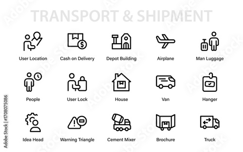 Delivery and Transport Professional Line Icon Pack – Modern Minimal Vector Collection with Creative and Unique Logistics and Cargo Delivery Symbols