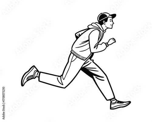Fast athletic runner sprinting with determination and strength