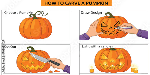 Step-by-Step Guide Carving a Halloween Pumpkin with Festive Designs