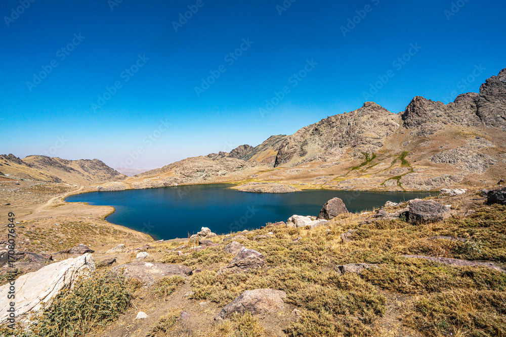 Naklejka premium The scenic views of glacial Sat lakes, located on Cilo Mountains, which has an altitude of 3,500 meters, would become a new tourist attraction for nature lovers across the world in Hakkari, Turkey