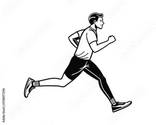 Fast athletic runner sprinting with determination and strength
