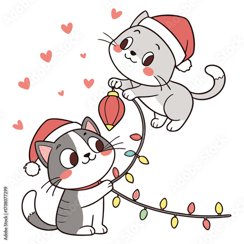 Cute cartoon animals with hearts: a rabbit, panda, and cat, perfect for a Valentine's Day illustration or gift design