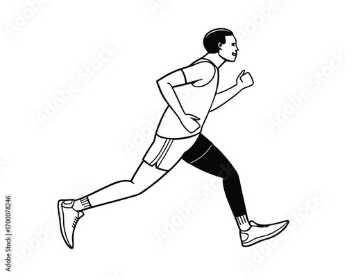 Fast athletic runner sprinting with determination and strength