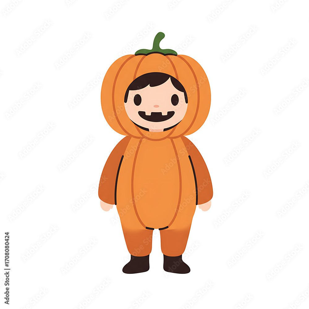 Obraz premium Adorable child in a pumpkin costume celebrating Halloween festivities