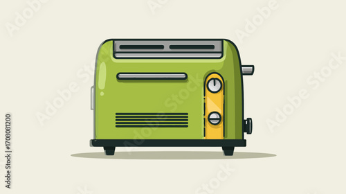 Green Toaster Illustration in Minimalist Style