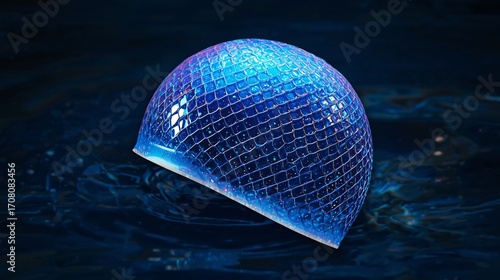 Holographic Fish Scale Swimming Cap Glowing
