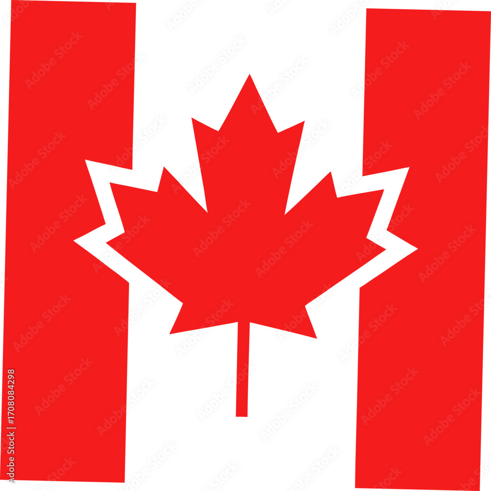 Fototapeta premium Minimalist Canada Flag Vector with Maple Leaf Design, Canada Flag Vector, Red and White Flag Art, Maple Leaf Icon