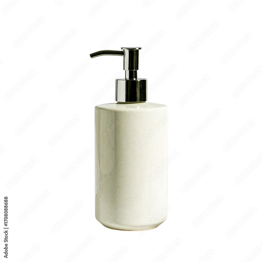 Obraz premium A set of modern ceramic soap pump, isolated on white and transparent background