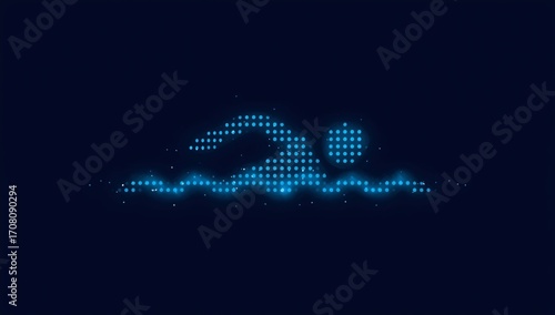 Minimalist Blue Glowing Dots Swimmer Icon
