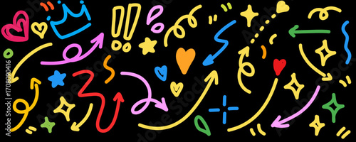Hand drawn simple elements set. Doodle vector illustration