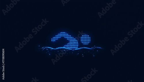 Minimalist Blue Glowing Dots Swimmer Icon
