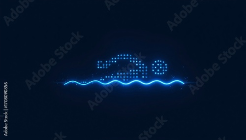 Minimalist Blue Glowing Dots Swimmer Icon
