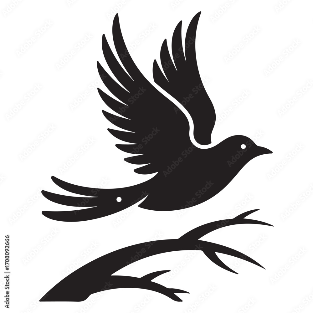 Fototapeta premium Vector illustration of colorful birds perched on branches, suitable for nature, wildlife, and decoration projects.