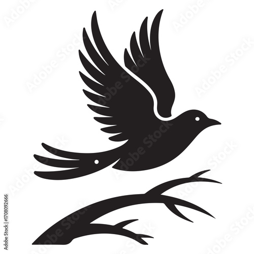 Vector illustration of colorful birds perched on branches, suitable for nature, wildlife, and decoration projects.