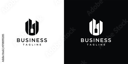 Illustration of a U letter sign and building logo vector template