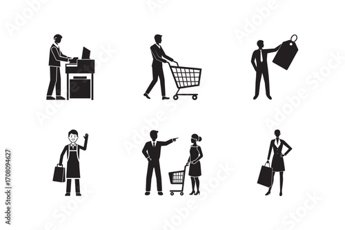 Essential Retail Salesperson Silhouette Vector Bundle