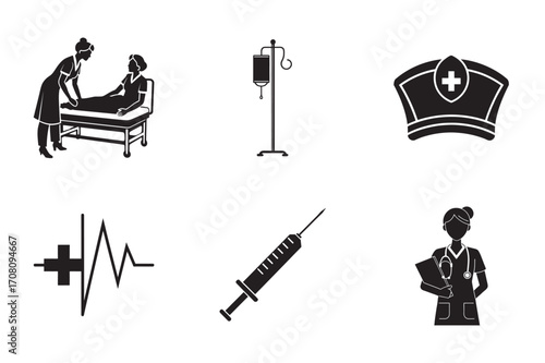 Essential Registered Nurse Silhouette Vector Bundle