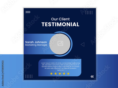 Professional testimonial banner design suitable for corporate branding and social media.