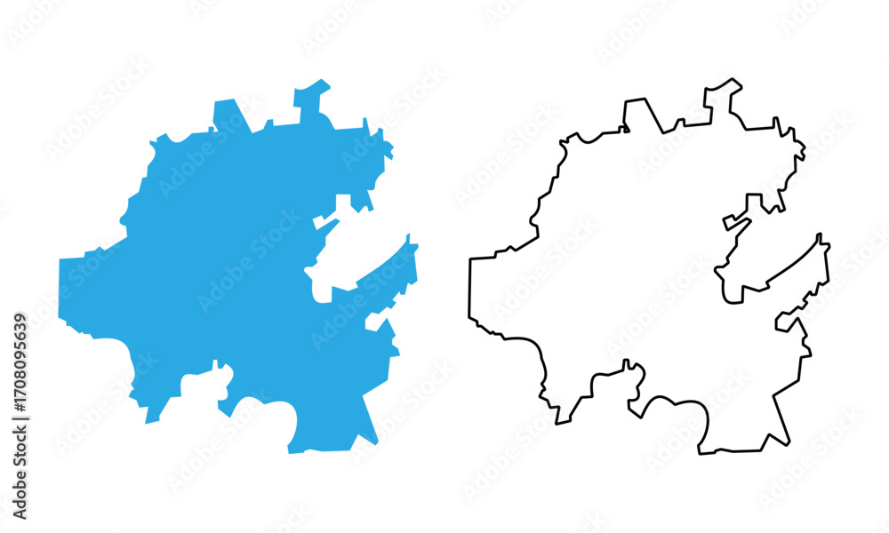 Fototapeta premium Map of Hidalgo, a state of Mexico. Map with detailed outlines and blue silhouettes